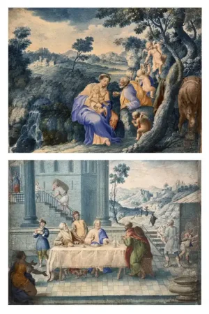 Offre Limitée Paire de gouaches, France 17e siècle