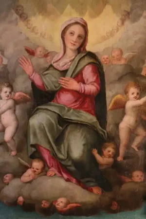 Vierge en gloire parmi les anges, école italienne du 17e siècle Prix Cassé