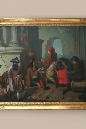 Tableau scène animée de personnages Nouvel Arrivage
