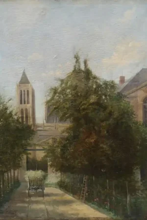 Expédié Aujourd’hui Jardinier et sa charrette, jardin près de l'église. E. Martin 1886